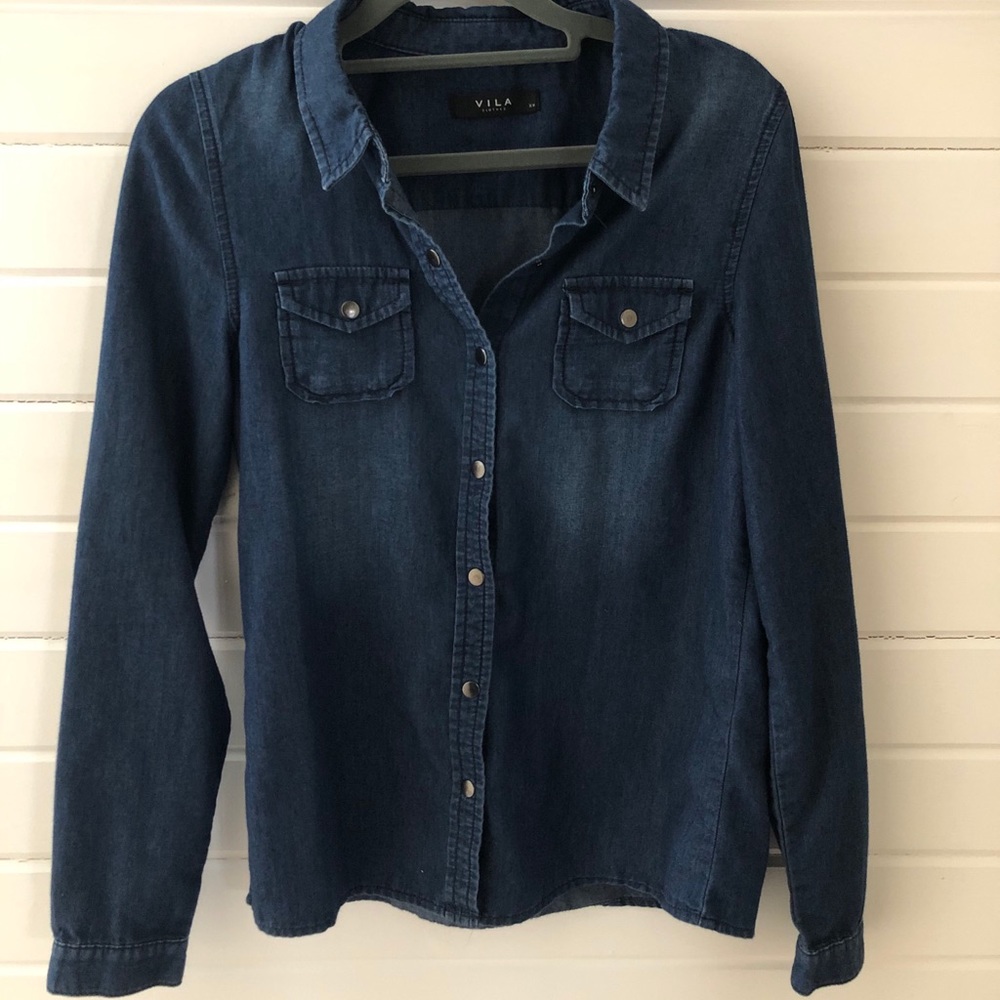 Dark Wash Denim Button Up
